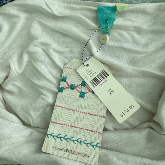 Anthropologie Farm Rio Blue Motif Tiled Slip Dress XS - Picture 10 of 13